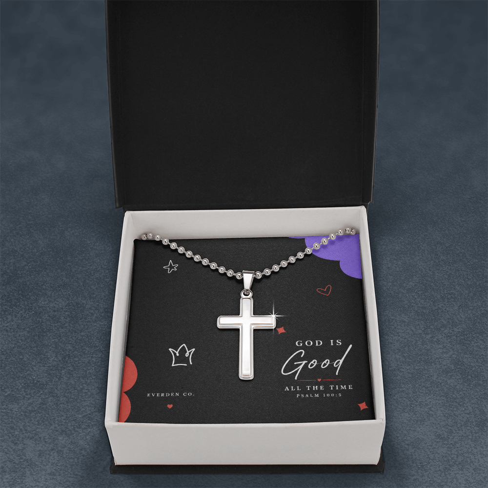 Artisan-Crafted Cross Necklace with Ball Chain