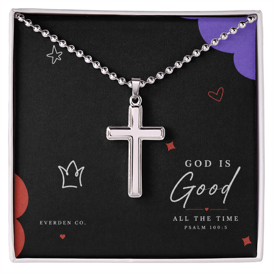 Artisan-Crafted Cross Necklace with Ball Chain