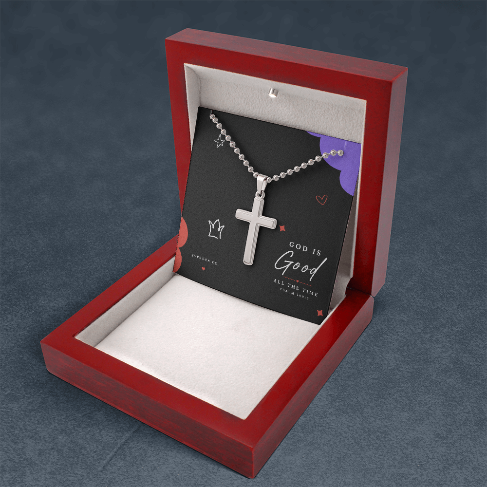 Artisan-Crafted Cross Necklace with Ball Chain